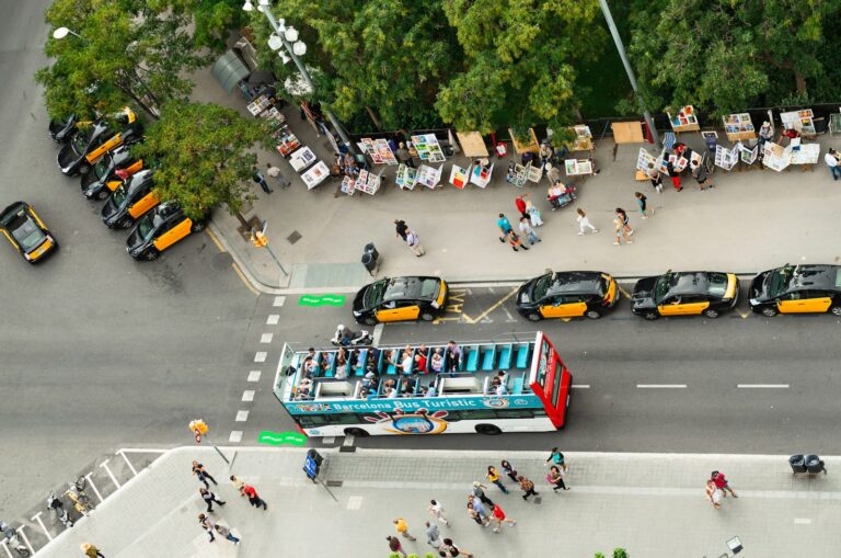 aerial photography of bus on road in Barcelona